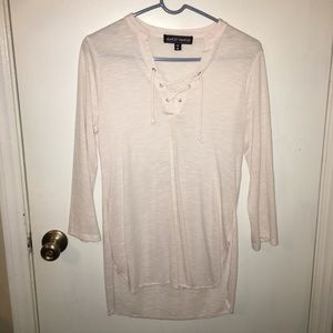 3/4 sleeve off white blouse.